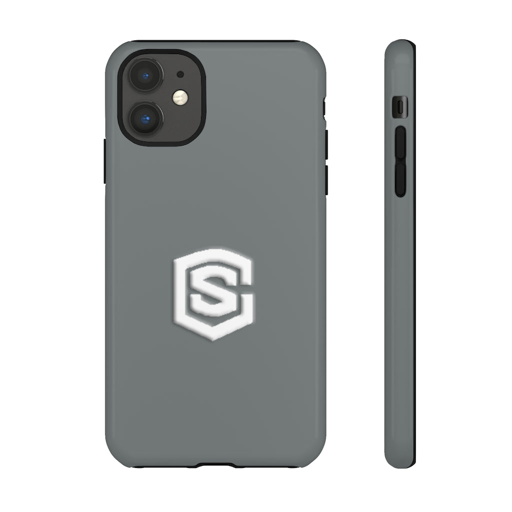 Grey Tough Cases White Logo