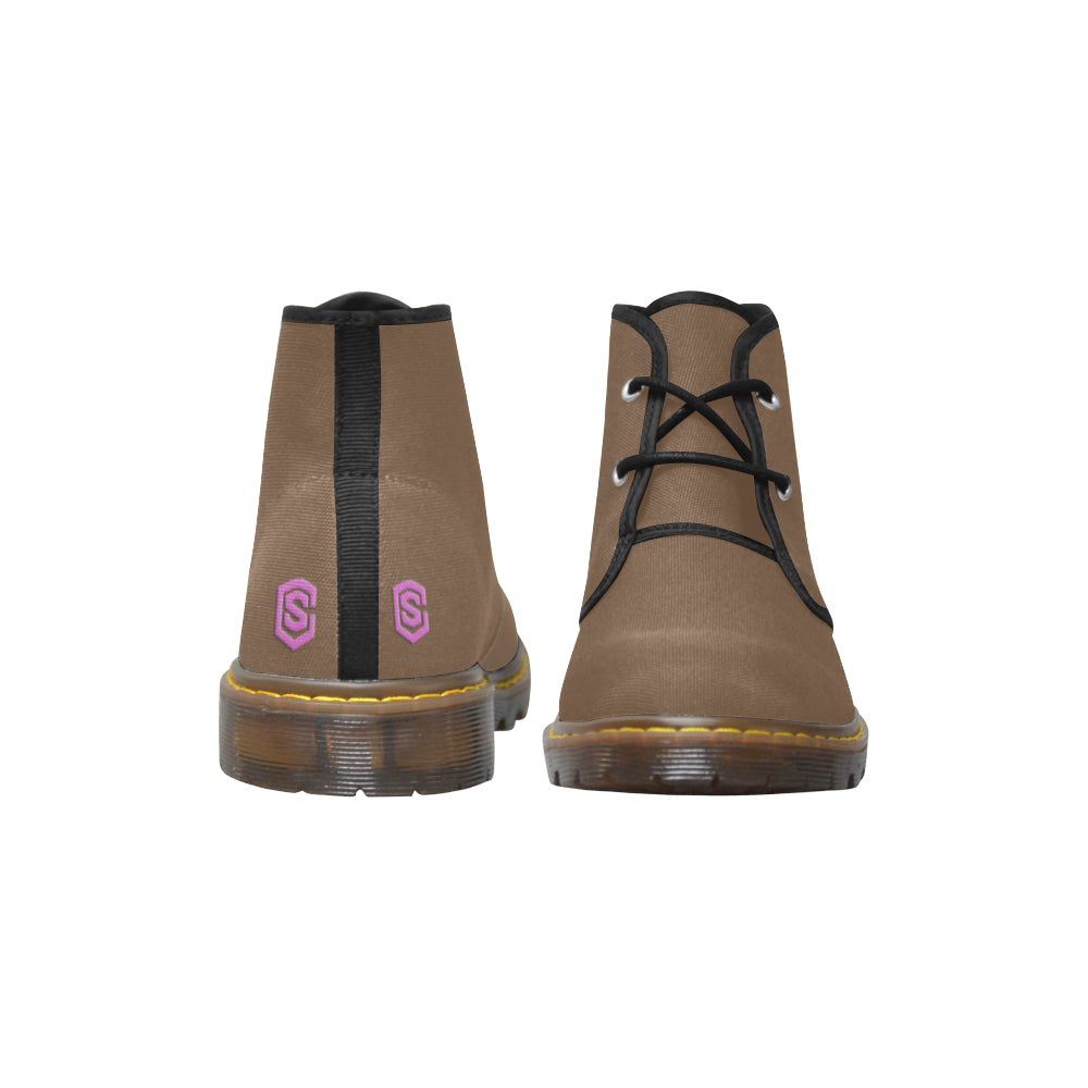 pink logo Women's Canvas Chukka Boots (Model 2402-1)