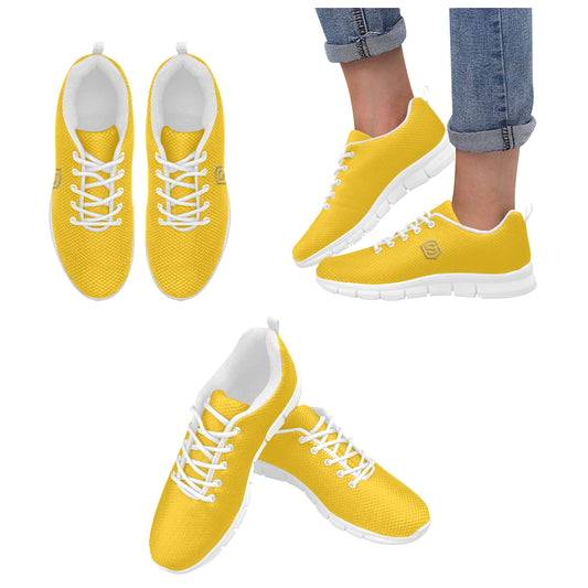 gold logo Women's Breathable Running Shoes (Model 055)