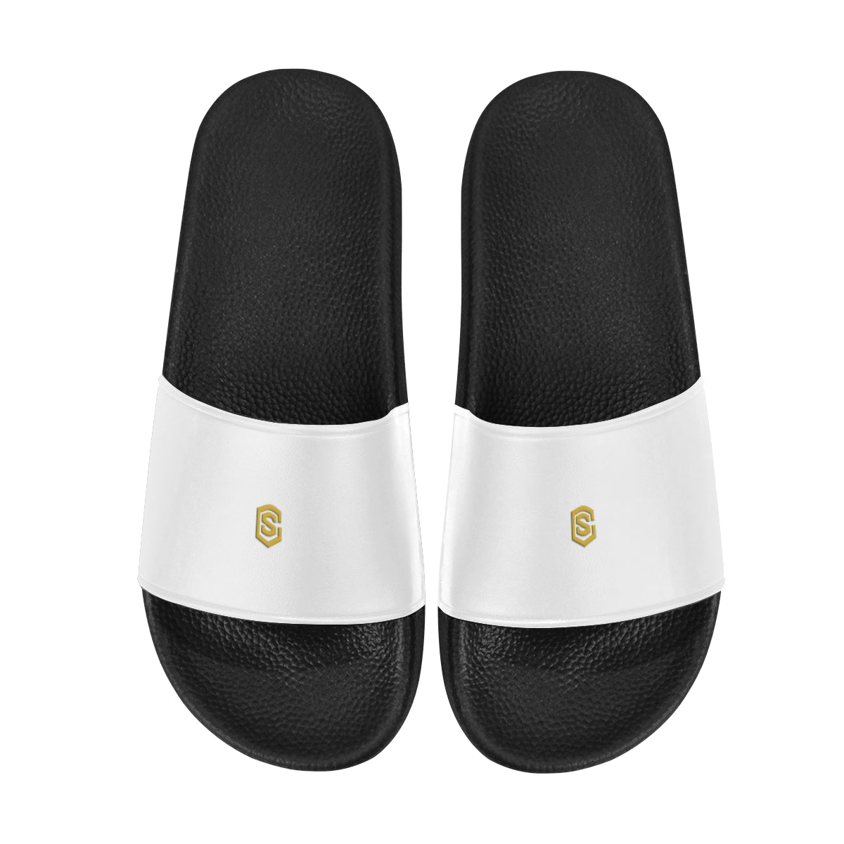 gold logo Women's Slide Sandals (Model 057)