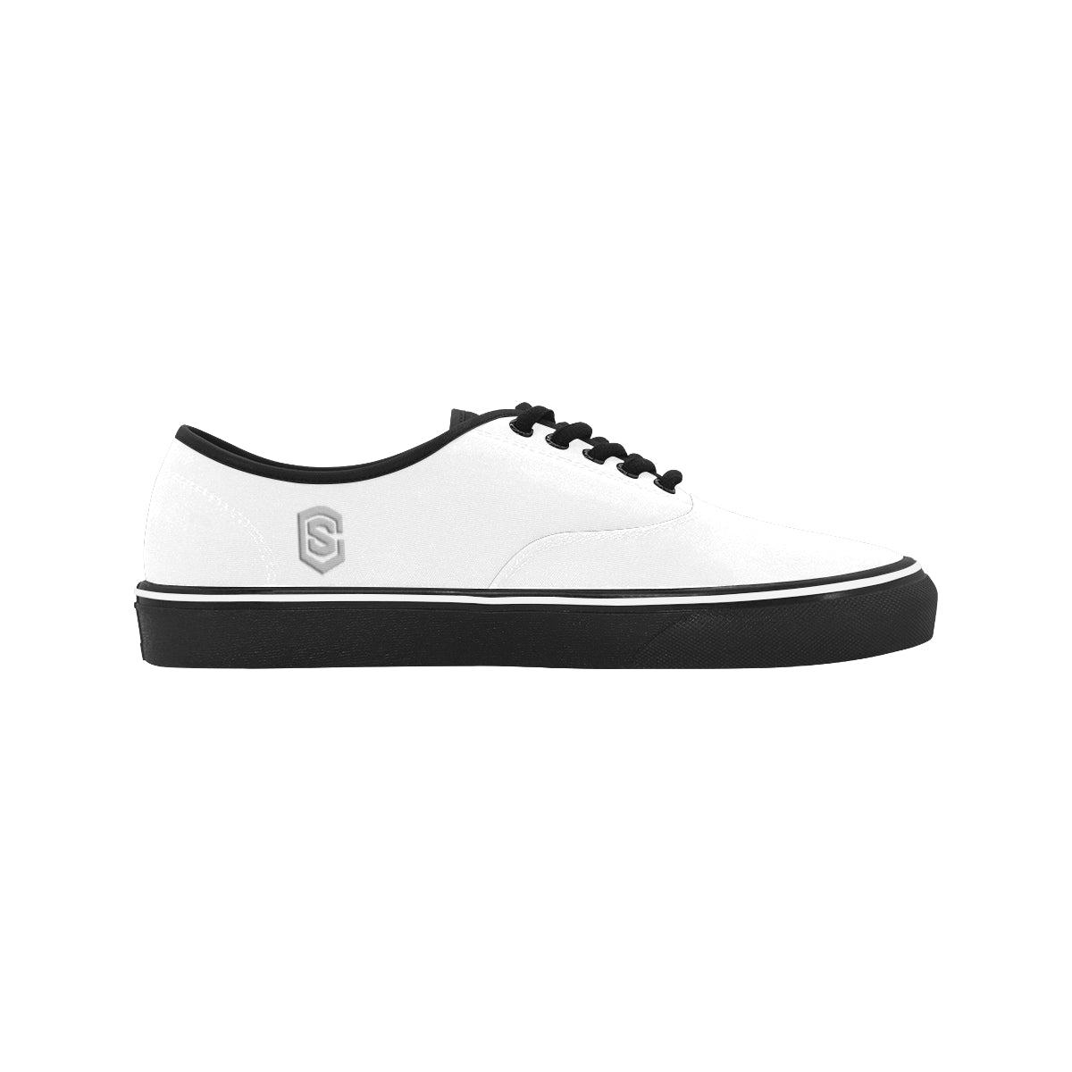 silver logo Classic Men's Canvas Low Top Shoes/Large (Model E001-4)