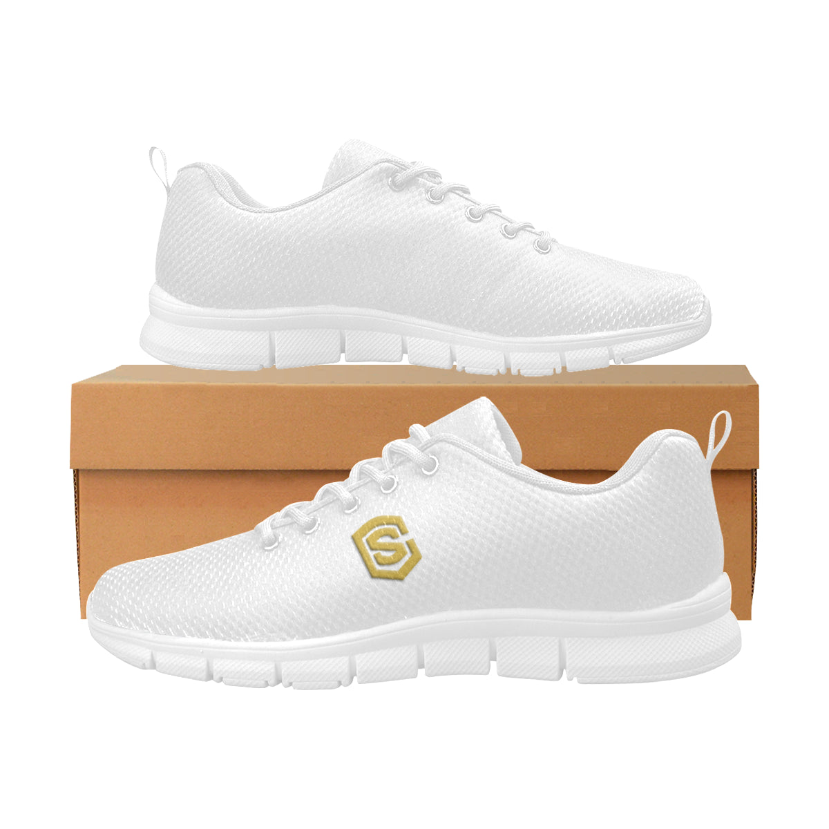 gold logo Women's Breathable Running Shoes (Model 055)