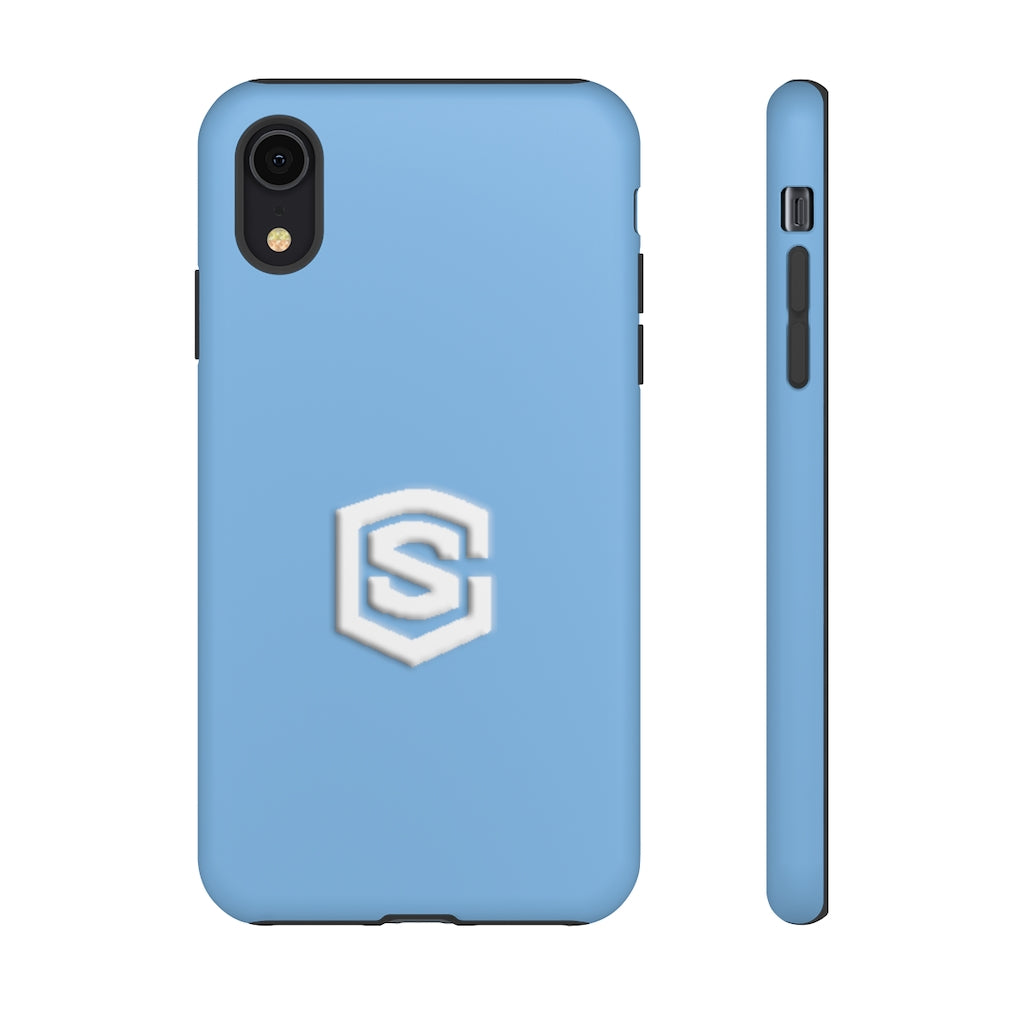 Light Blue Tough Cases White Logo