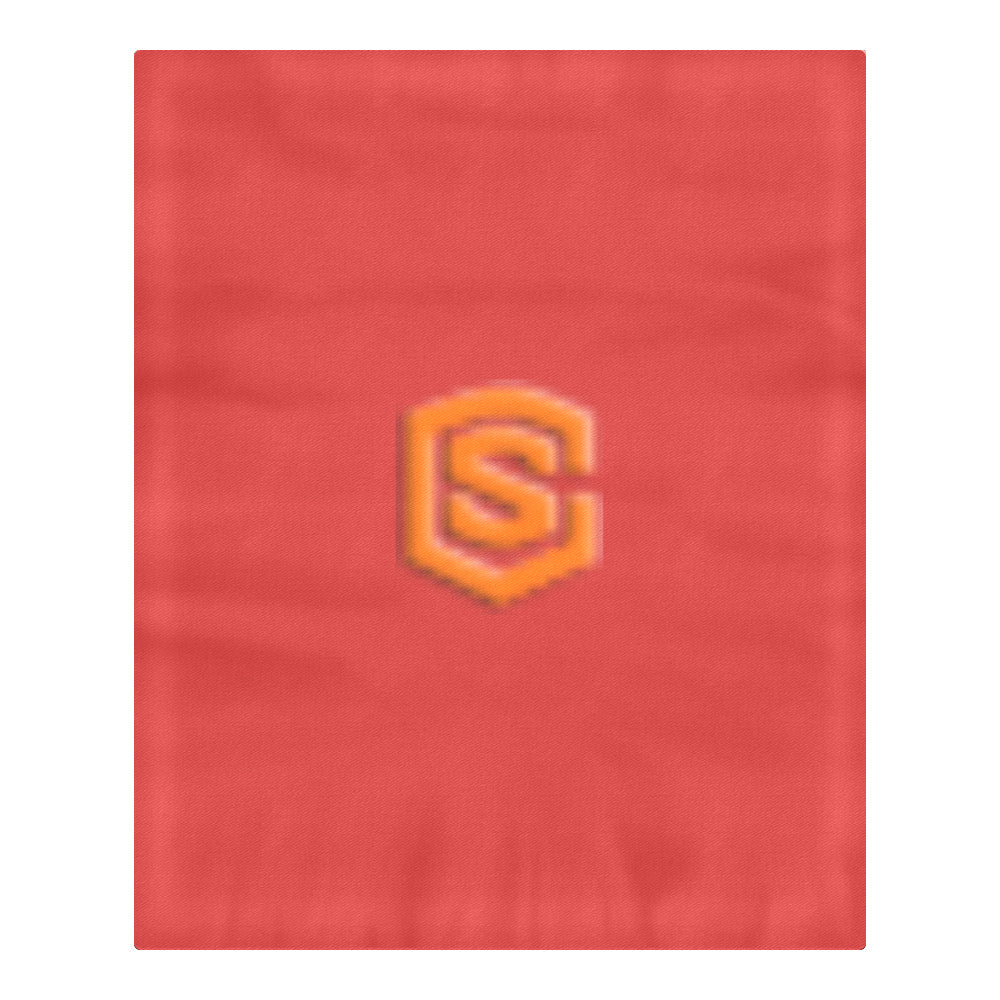 Red Duvet Cover Orange Logo 3-Piece Bedding Set (1 Duvet Cover 86"x70"; 2 Pillowcases 20"x30")(One Side)