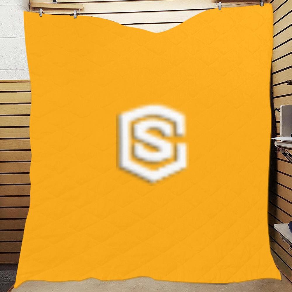 Orange  Quilt with White Logo Custom Quilt  70" x 80"