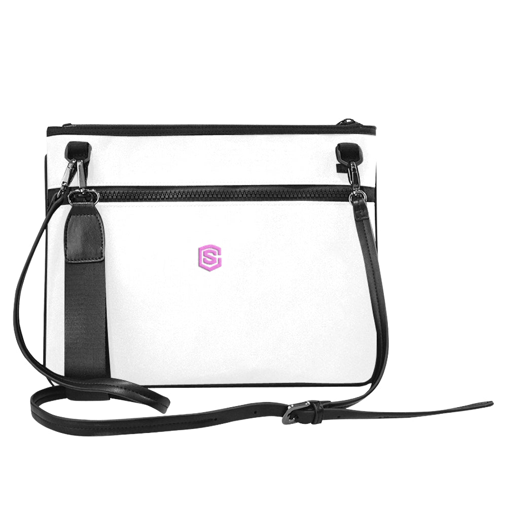 WHITE SLIM CLUTCH BAG pink logo Slim Clutch Bag (Model 1668)