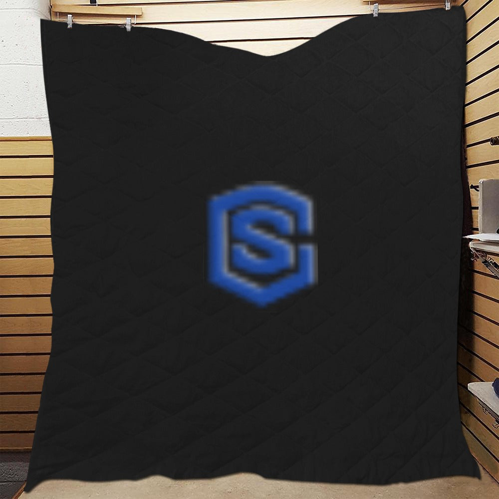 Black Quilt with Blue Logo Custom Quilt  70" x 80"