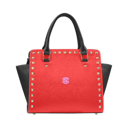 ORANGE RIVET SHOULDER HANDBAG pink logo Rivet Shoulder Handbag (Model 1645)
