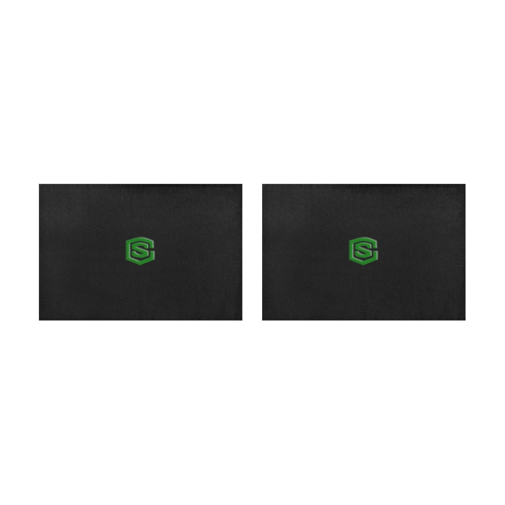 Black Placemats 12" x 18" With Green Logo Placemats 12" x 18" (Set of 2)