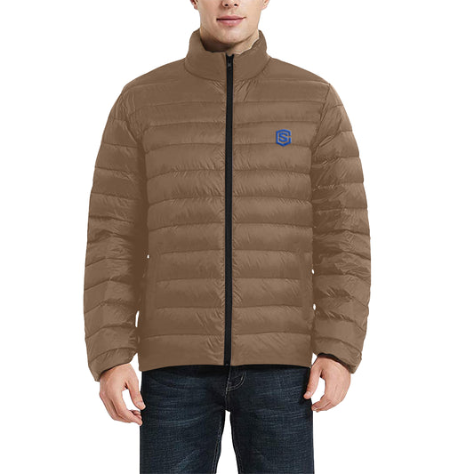 Blue Logo Men's Stand Collar Padded Jacket (Model H41)