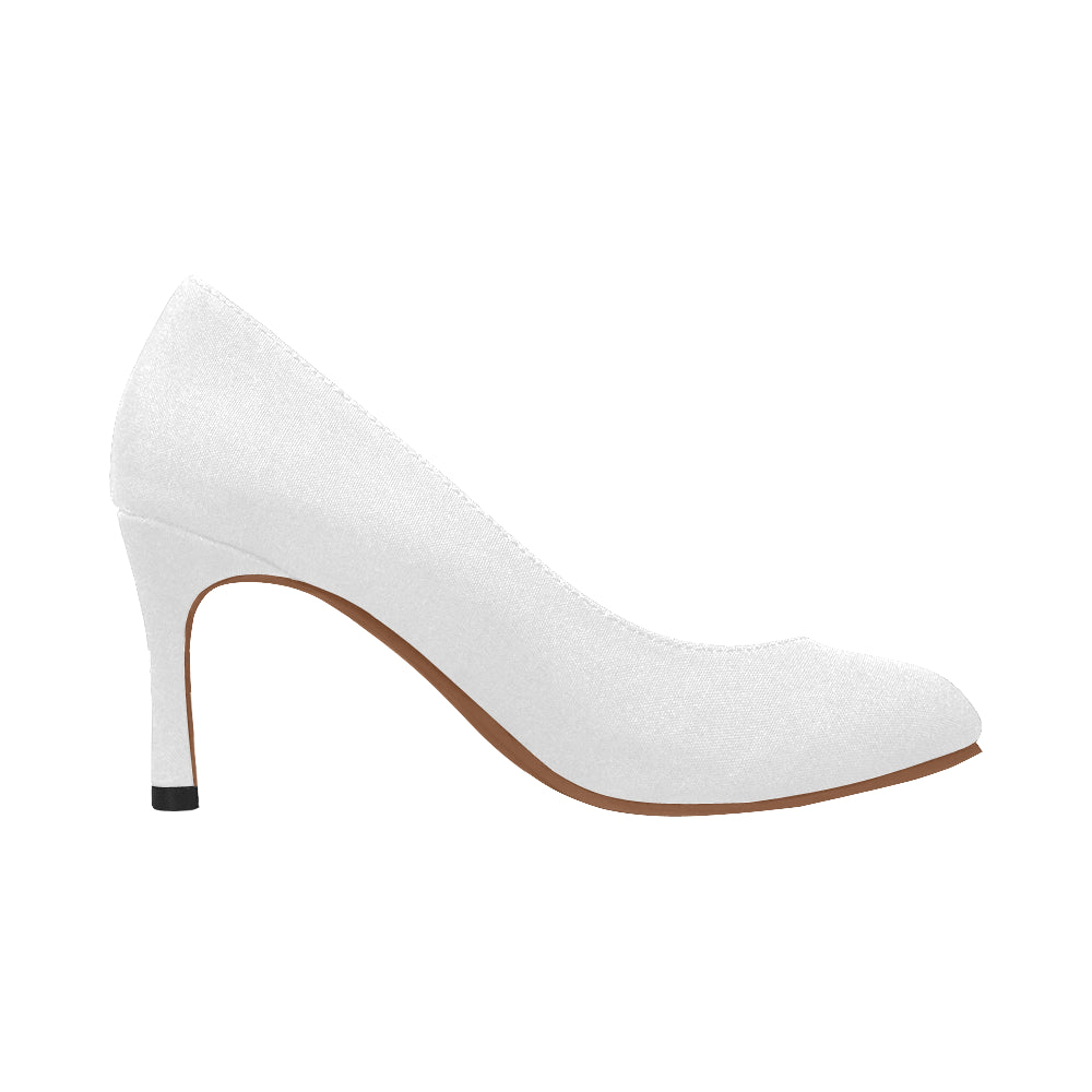 WHITE Women's High Heels silver logo Women's High Heels (Model 048)