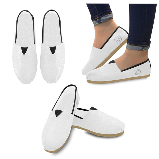 WHITE casual shoes for women WITH WHITE LOGO Casual Canvas Women's Shoes (Model 004) (Designs are mirrored)