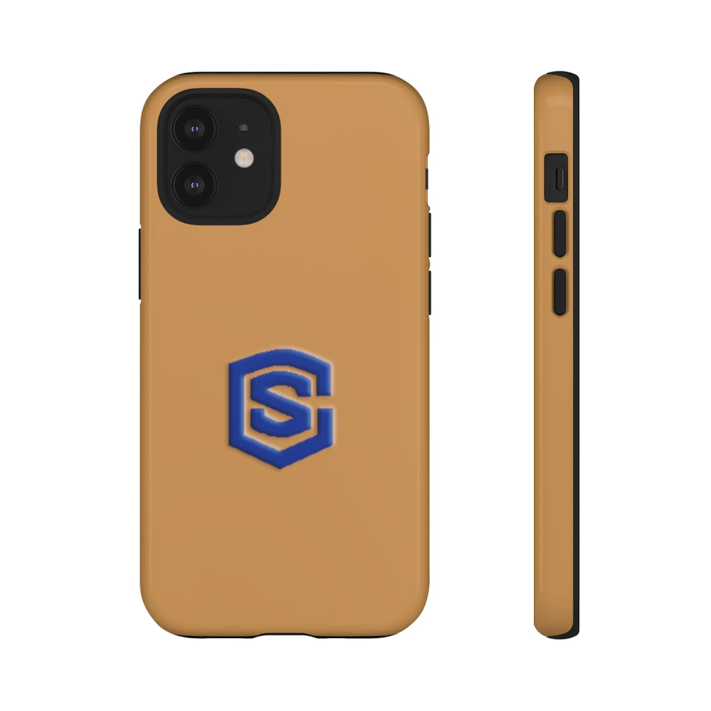 Brown Tough Cases Blue Logo