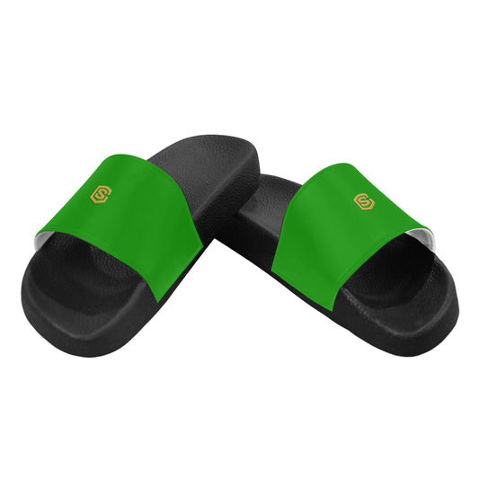 gold logo Women's Slide Sandals (Model 057)