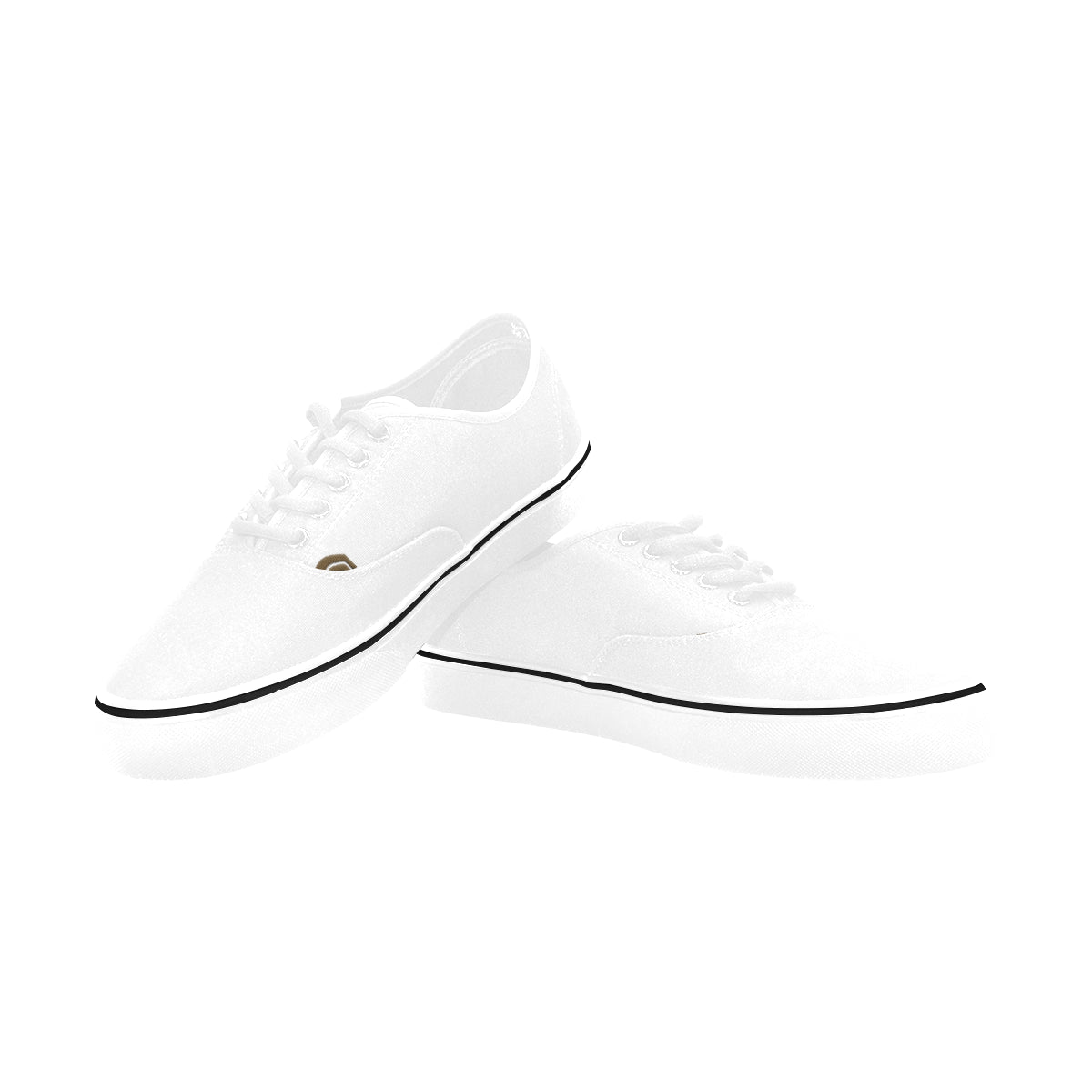brown logo Classic Women's Canvas Low Top Shoes (Model E001-4)