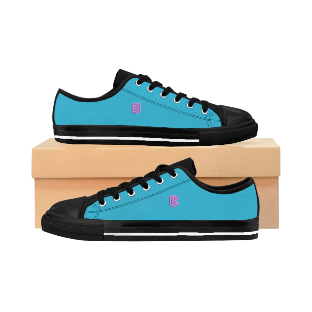 blue Men's Sneakers - pink logo
