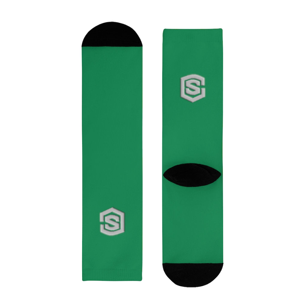 green Sublimation Crew Socks (EU) Silver Logo