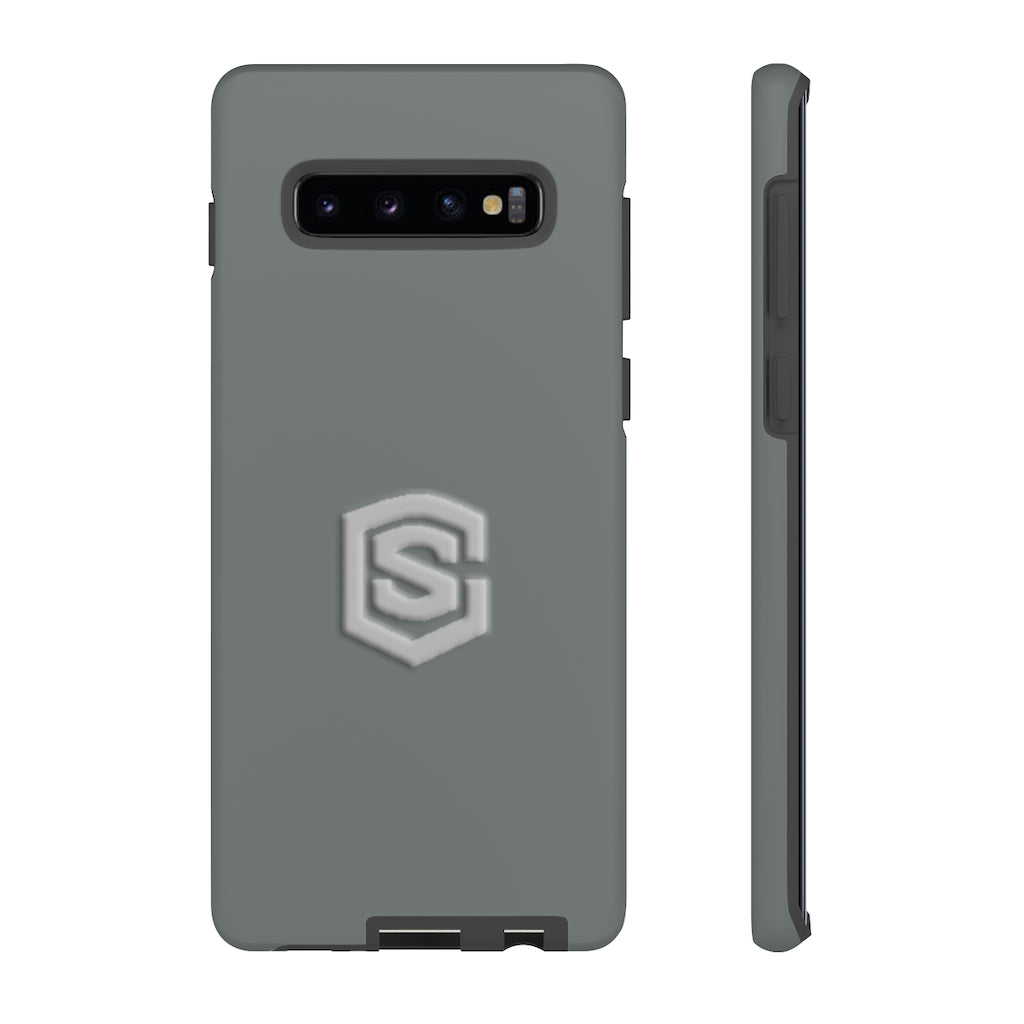Grey Tough Cases Silver Logo