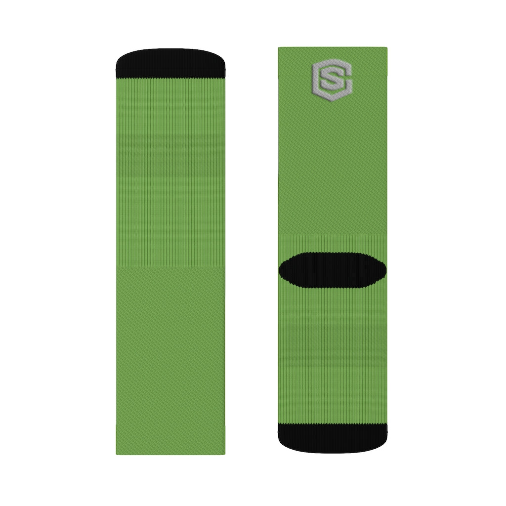 Light Green Sublimation Socks Silver Logo