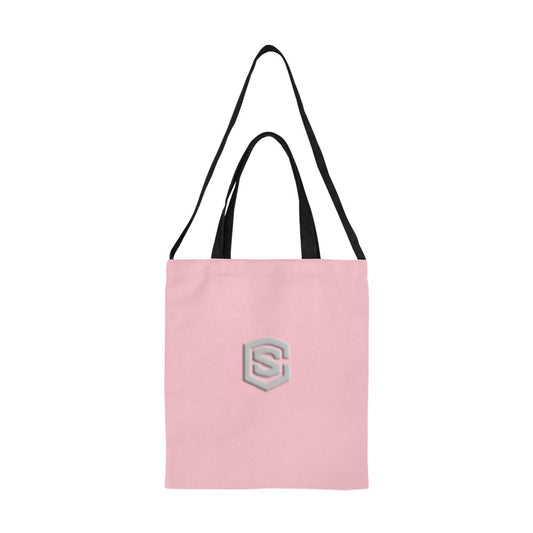 Pink All Over Print Canvas Tote Bag With Silver Logo All Over Print Canvas Tote Bag(Model1698)(Medium)