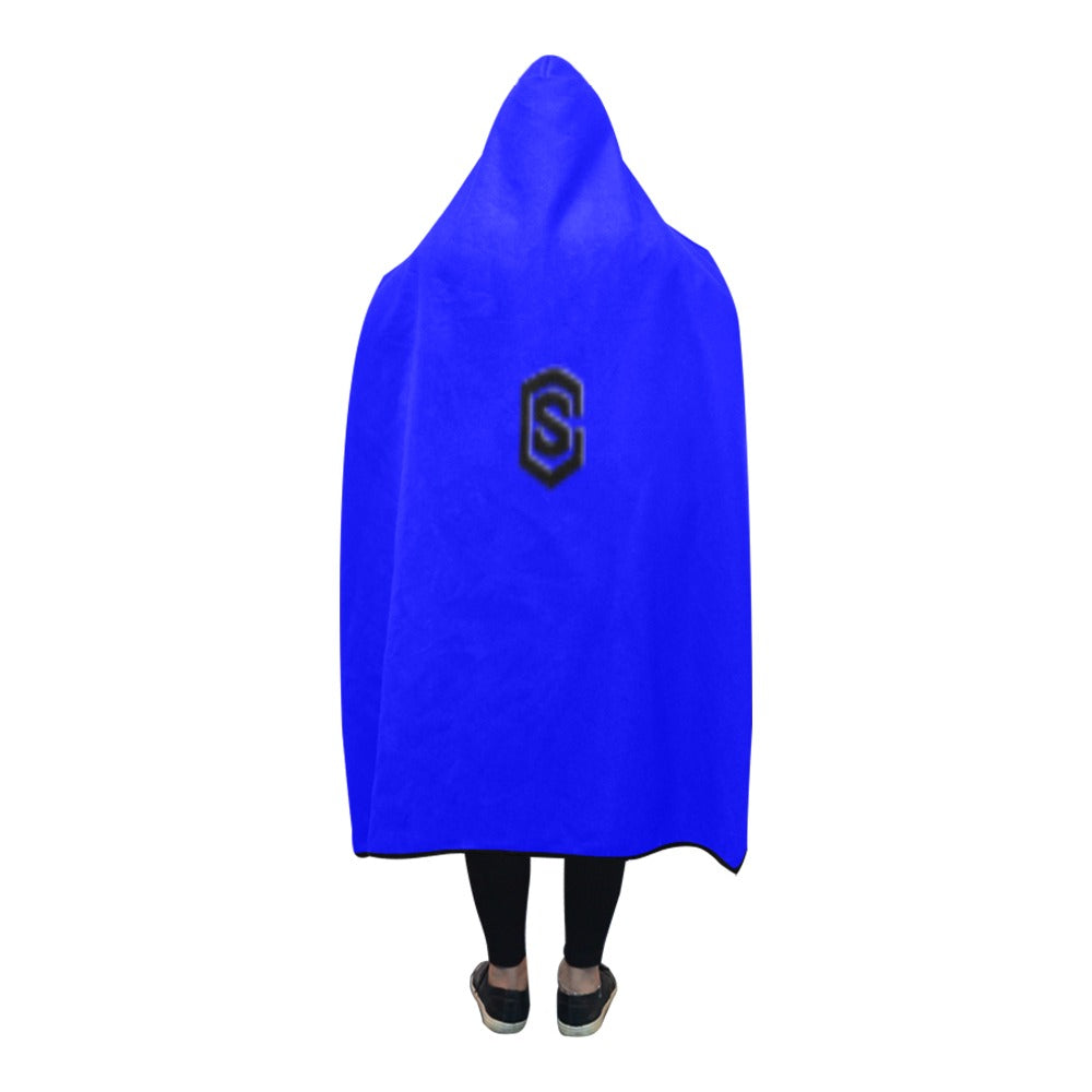BLUE  Hooded Blanket WHITH BLACK LOGO Hooded Blanket 80"x56"
