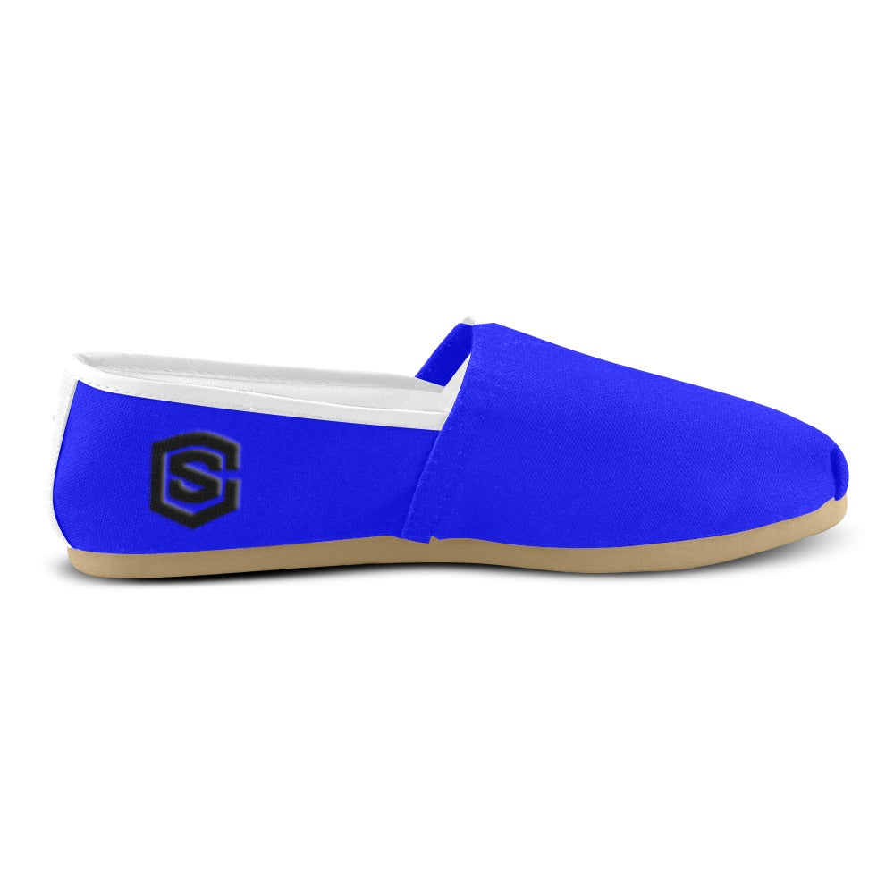 BLUE casual shoes for women WITH BLACK LOGO Casual Canvas Women's Shoes (Model 004) (Designs are mirrored)