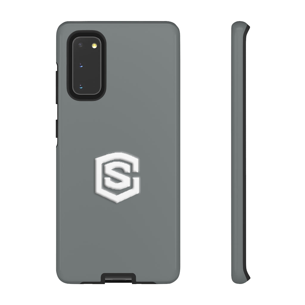Grey Tough Cases White Logo