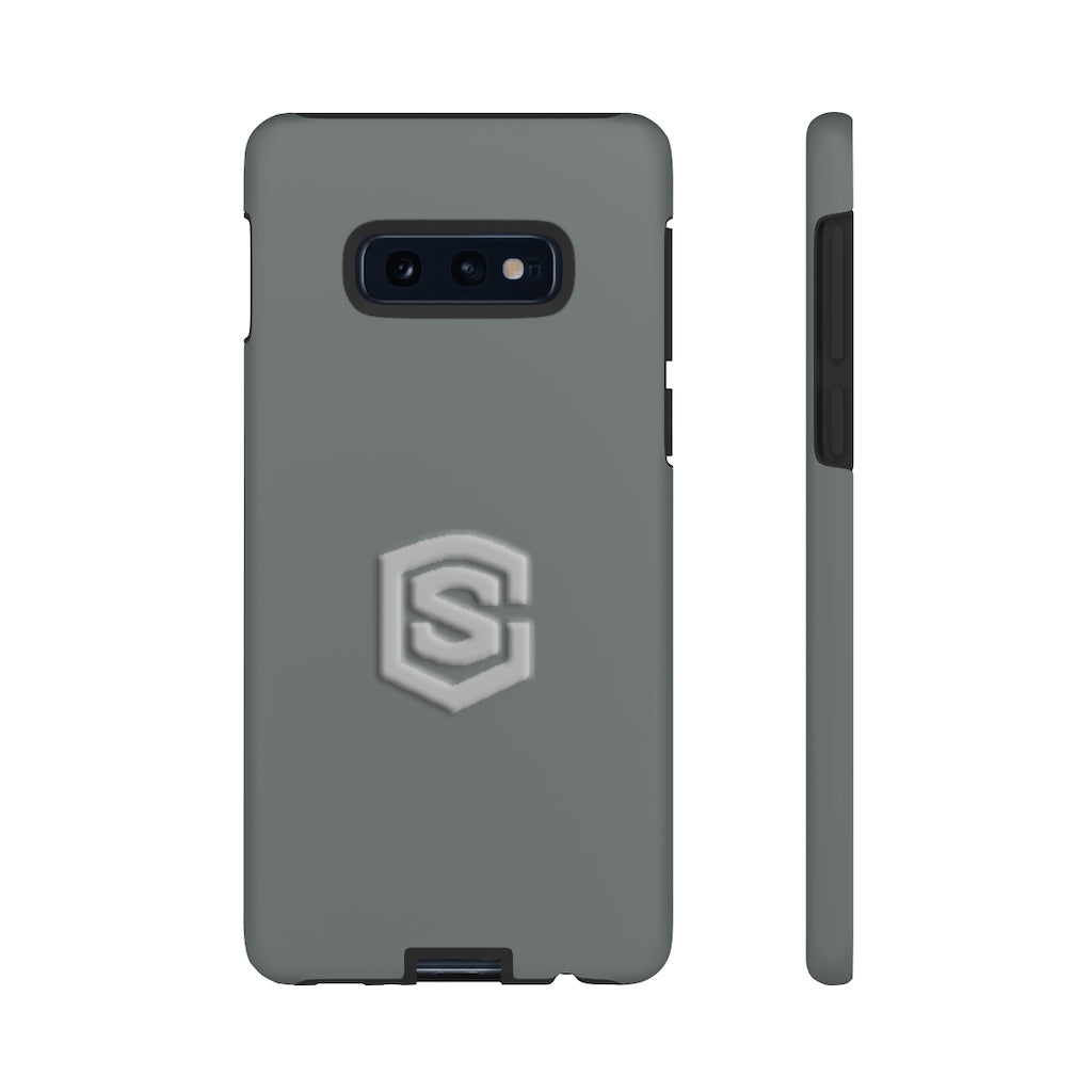 Grey Tough Cases Silver Logo
