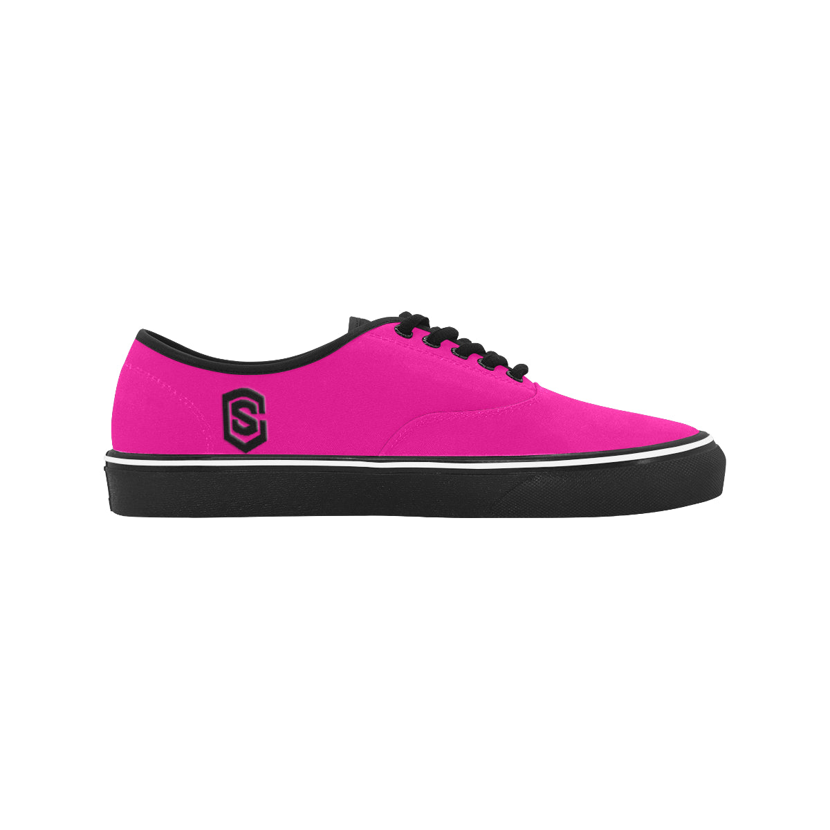 black logo Classic Men's Canvas Low Top Shoes/Large (Model E001-4)