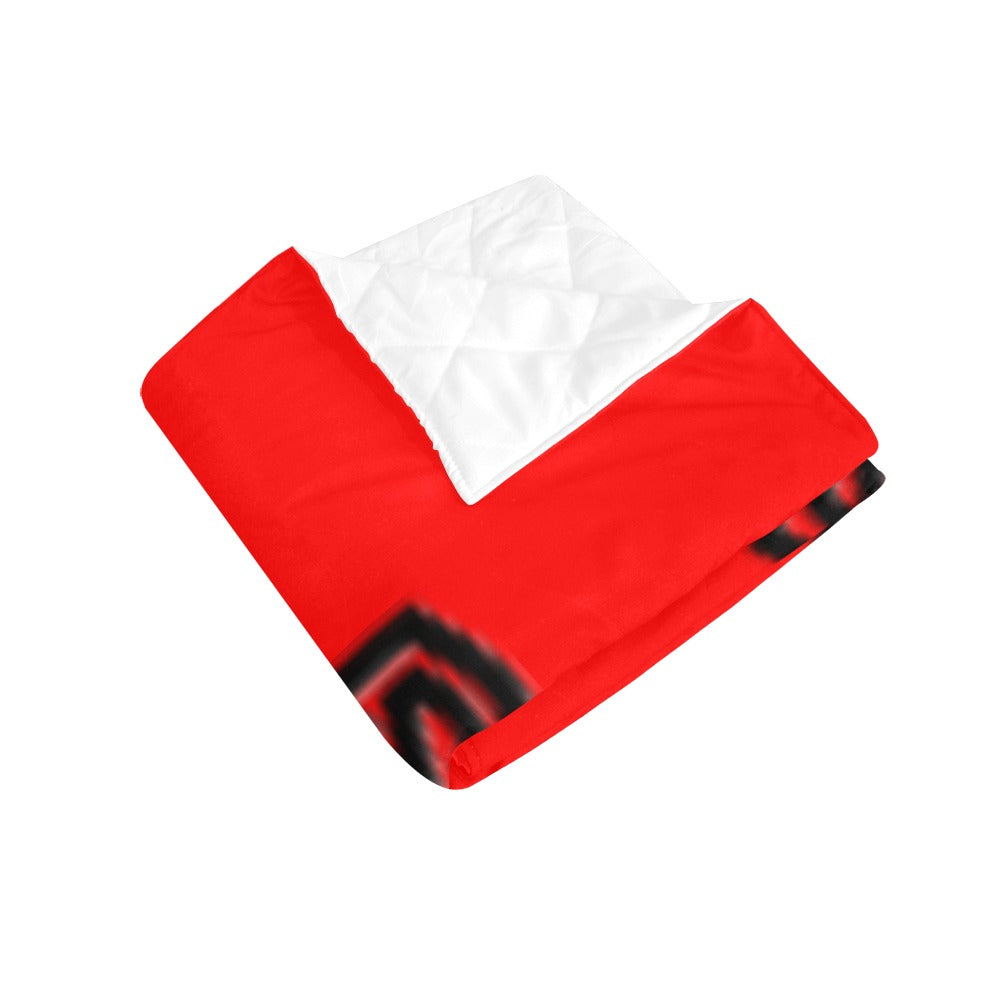 Red Quilt with Black Logo Custom Quilt  70" x 80"