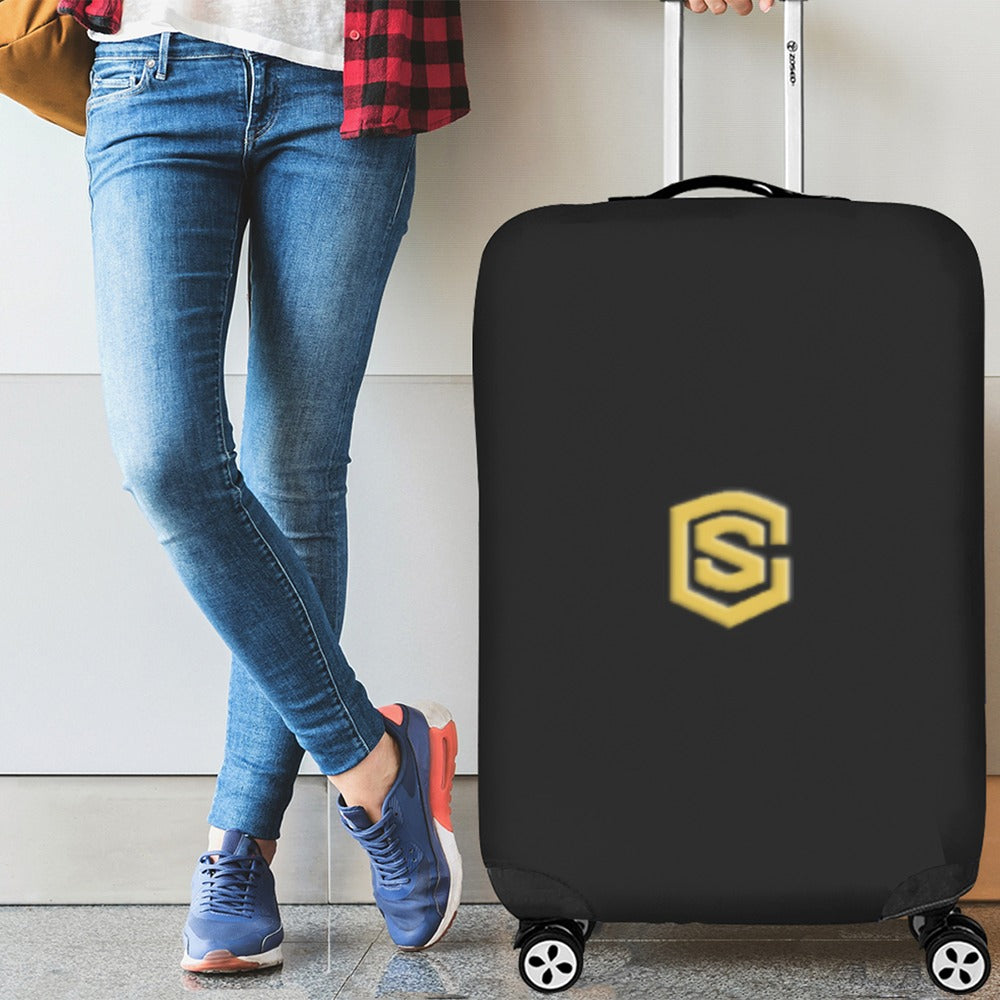 BLACK LUGGAGE COVER WITH GOLD LOGO Luggage Cover (Large Size) (26"-28")