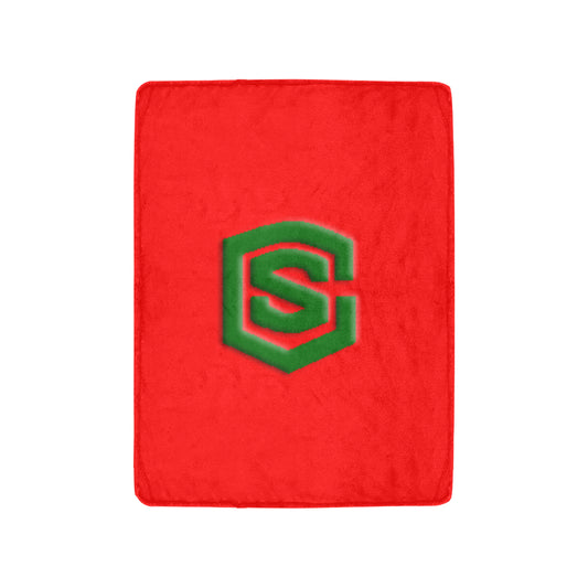 Red Ultra-Soft Micro Fleece Blanket with Green Logo Ultra-Soft Micro Fleece Blanket 30"x40"