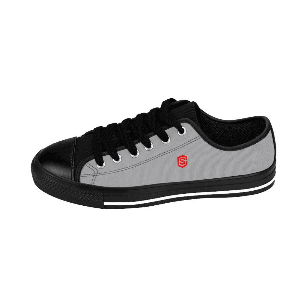 grey Men's Sneakers - red logo