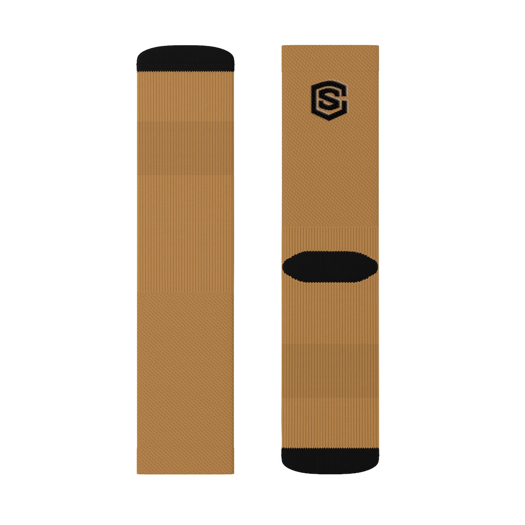 Brown Sublimation Socks Black Logo