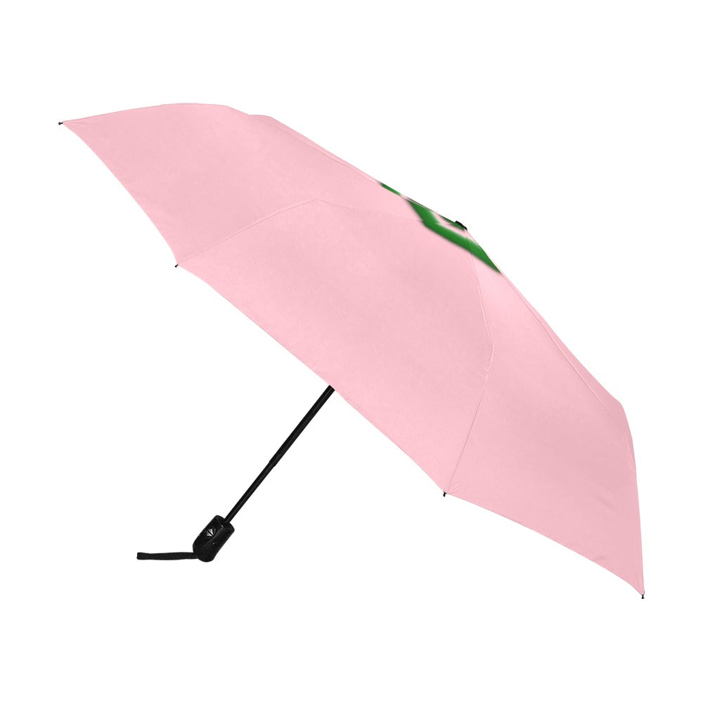 Pink Anti-UV Automatic Umbrella With Green Logo Anti-UV Automatic Umbrella(Outside Printing)(Model U09)