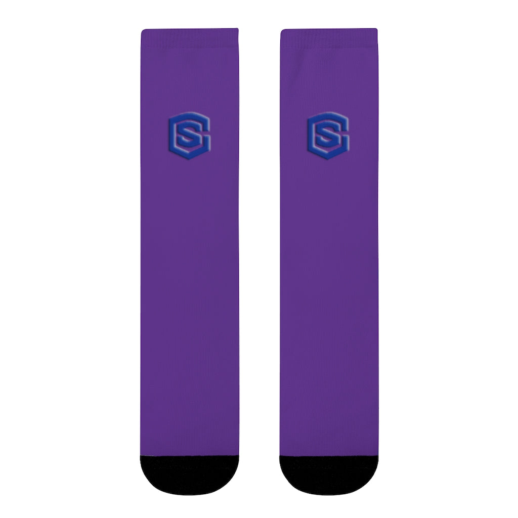 purple Sublimation Crew Socks (EU) Blue Logo