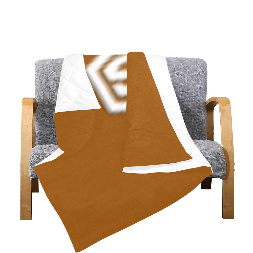 Brown Quilt with White Logo Custom Quilt  70" x 80"
