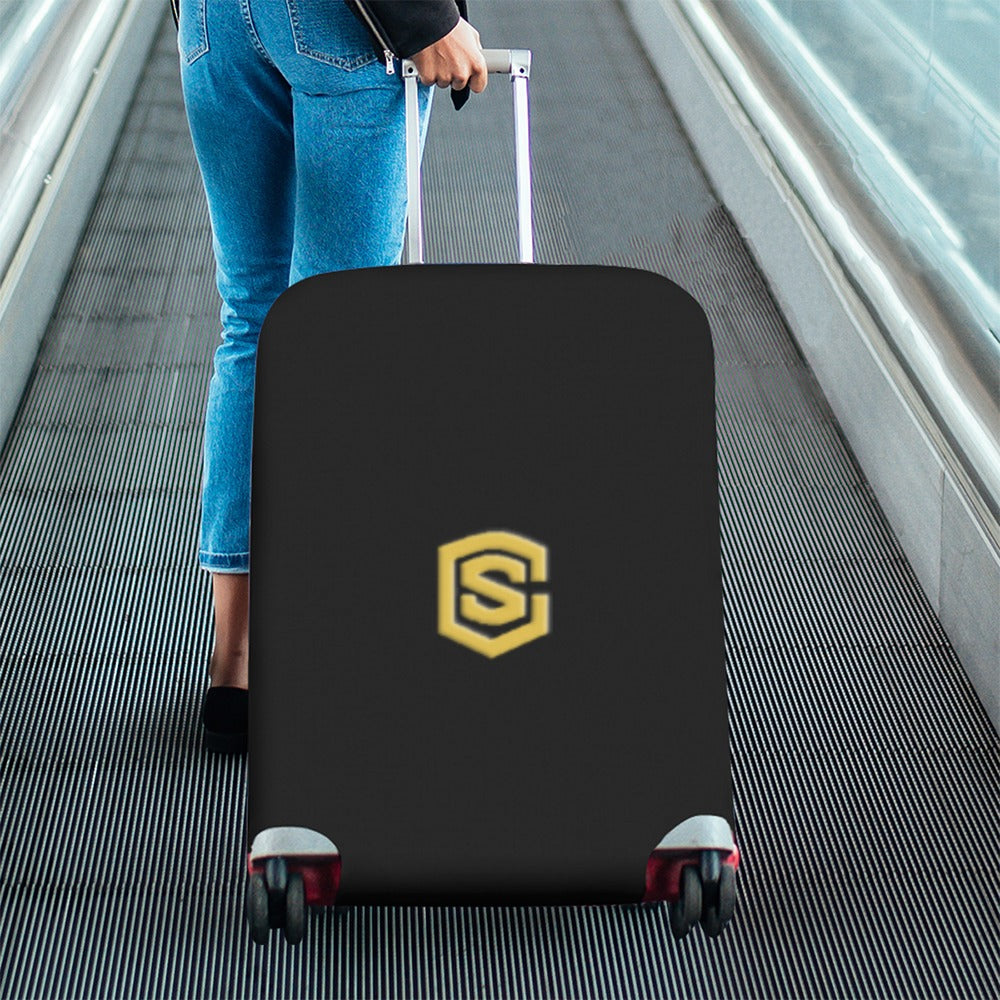 BLACK LUGGAGE COVER WITH GOLD LOGO Luggage Cover (Large Size) (26"-28")
