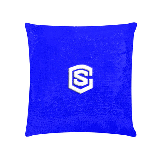 Blue Custom Sequin Pillow with White Logo Custom Sequin Pillow Case 18"x18"