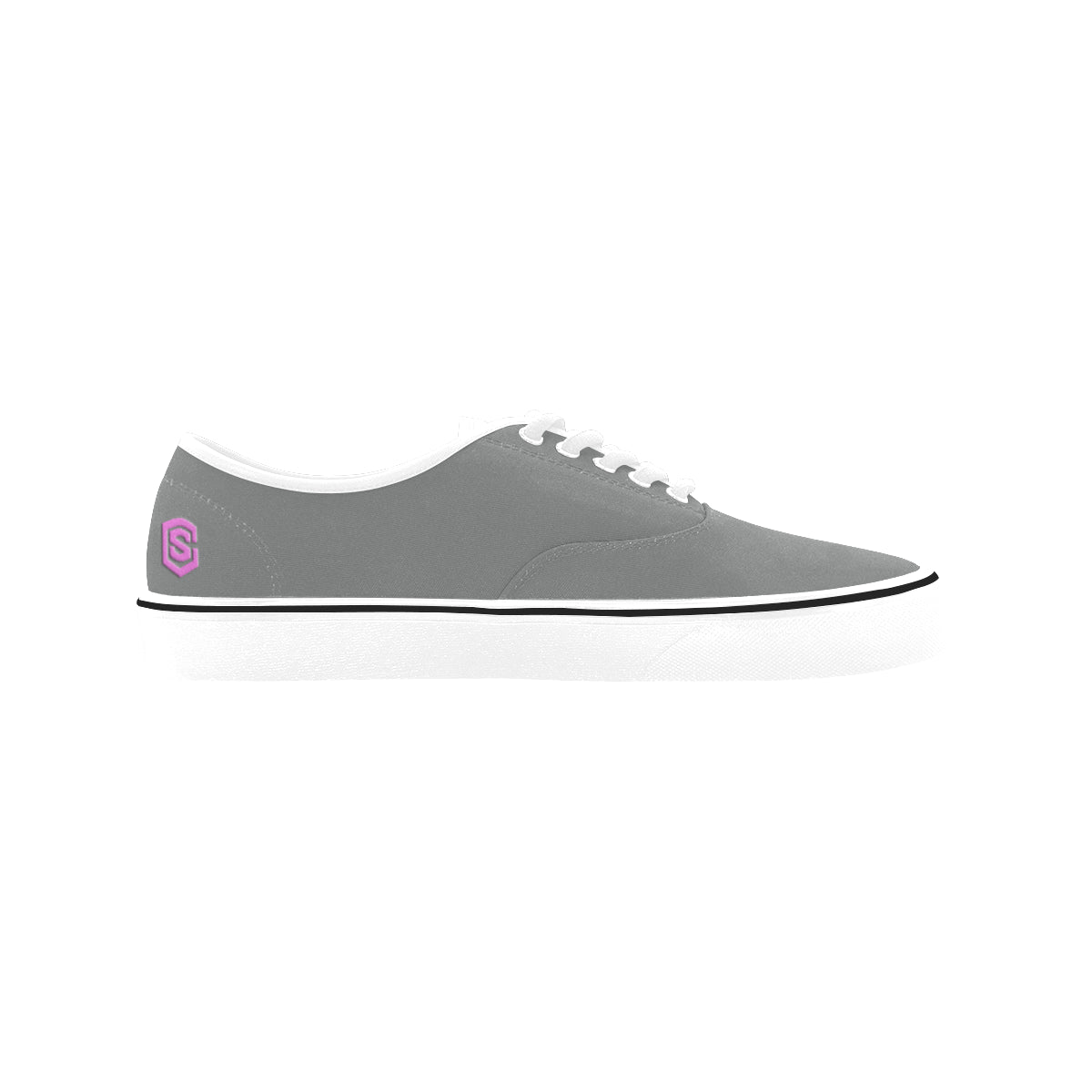 pink logo Classic Women's Canvas Low Top Shoes (Model E001-4)