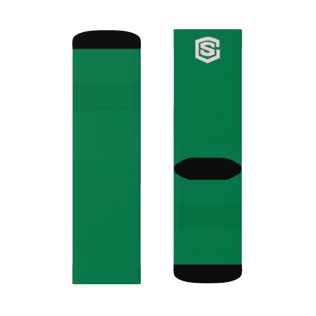 Green Sublimation Socks White Logo