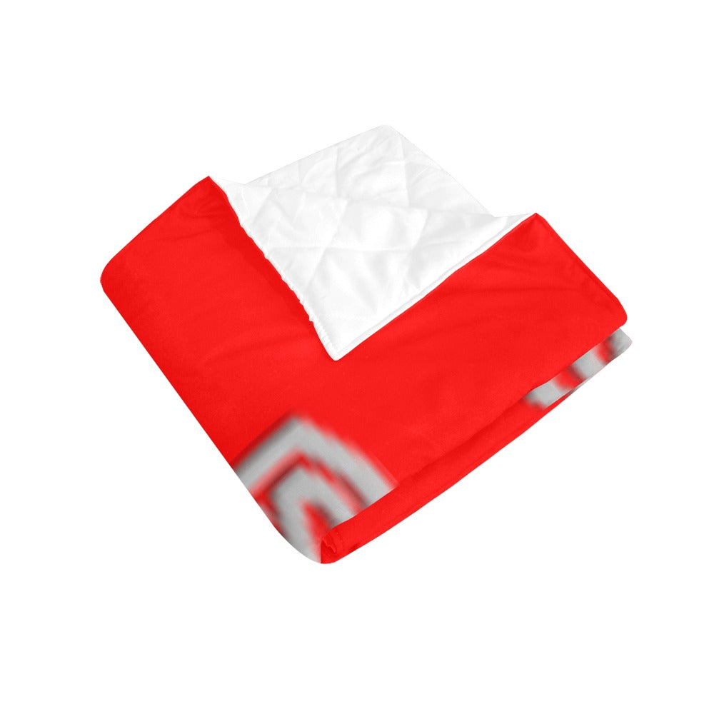 Red  Quilt with Silver Logo Custom Quilt  70" x 80"