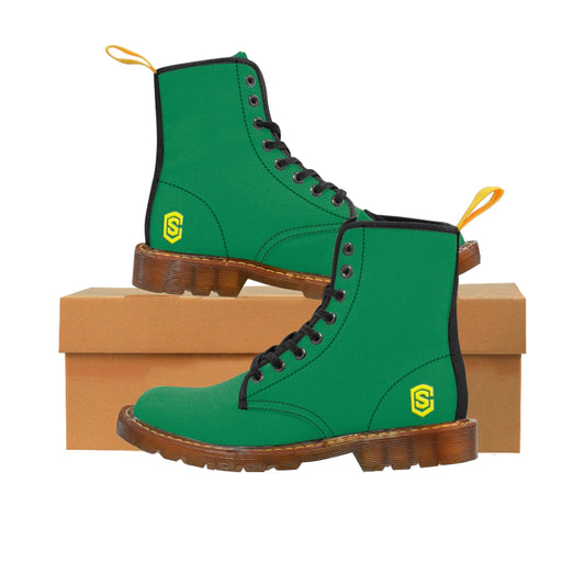 Green Men's Canvas Boots Yellow Logo