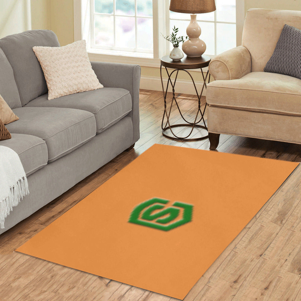 Orange Area Rug Green Logo Area Rug 5' x 3.2'