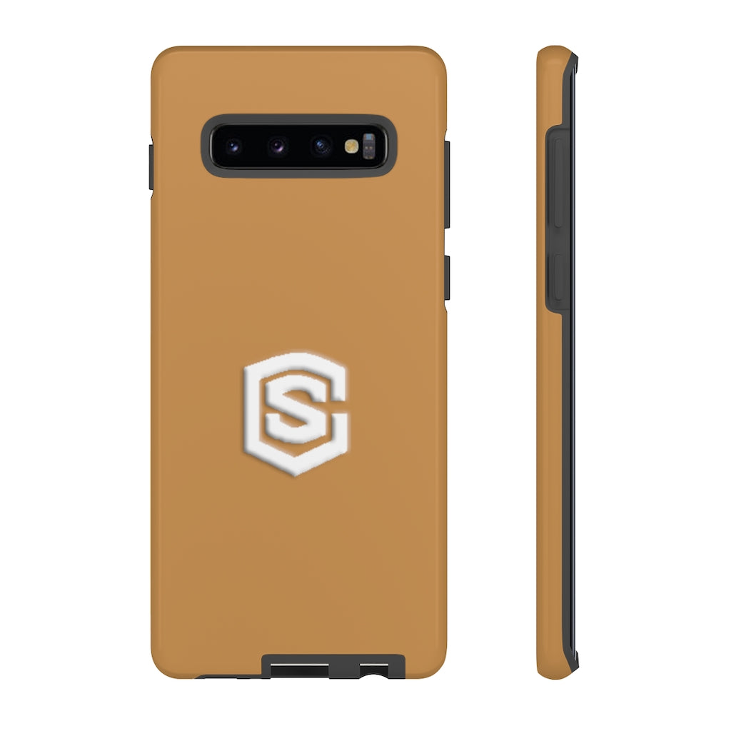 Brown Tough Cases White Logo