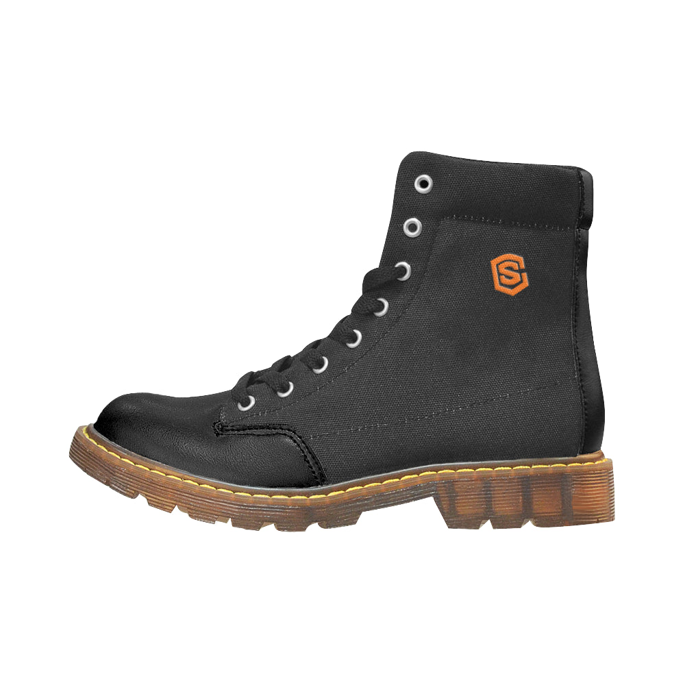 orange logo Apache Round Toe Men's Winter Boots (Model 1402)