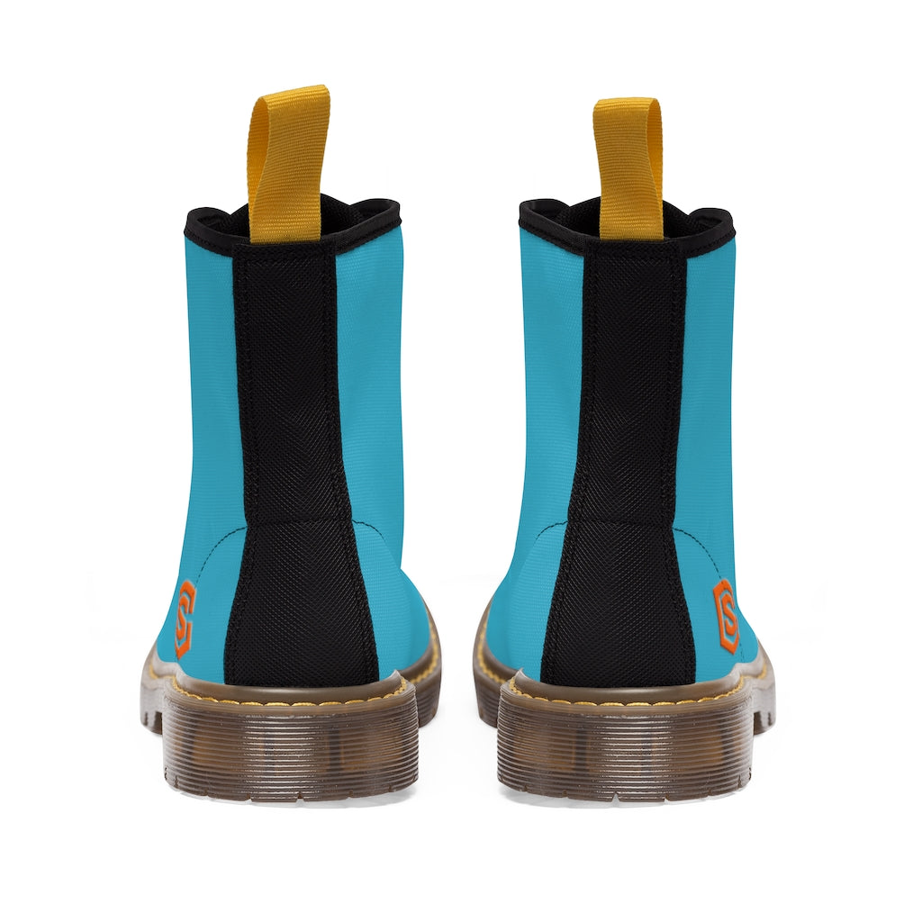 Blue Men's Canvas Boots Orange Logo