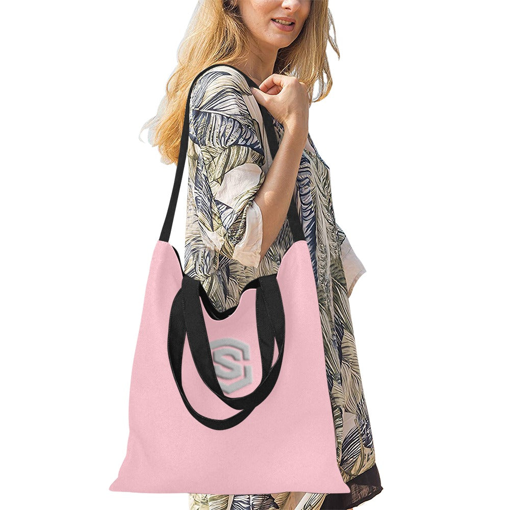 Pink All Over Print Canvas Tote Bag With Silver Logo All Over Print Canvas Tote Bag(Model1698)(Medium)