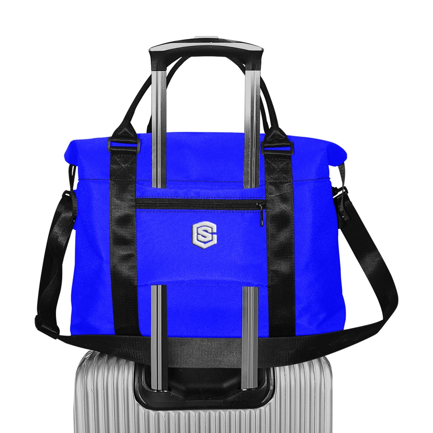 Blue Large Capacity Duffle Bag With Silver Logo Large Capacity Duffle Bag(Model1715)