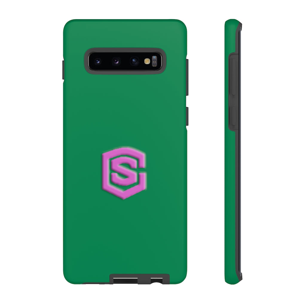 Green Tough Cases Pink Logo
